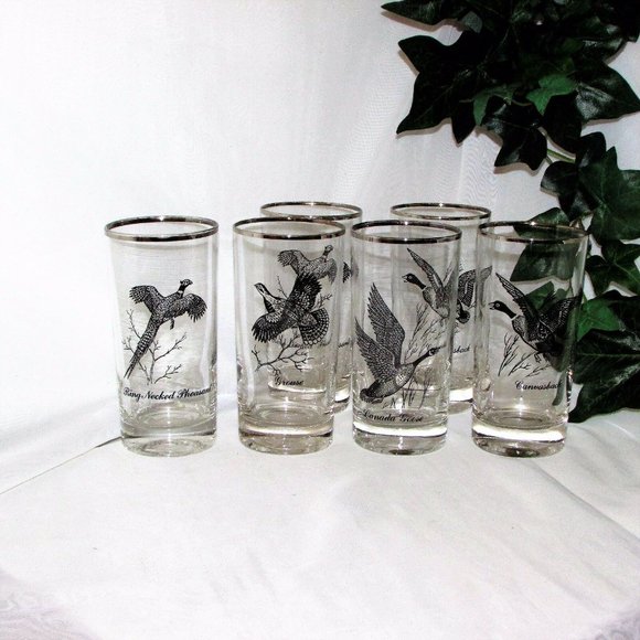 Federal Glass Sportsman 6 Water or Highball Glasses Game Birds - Picture 6 of 8